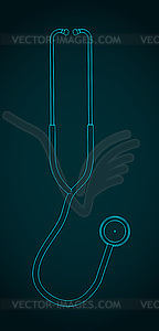 Stethoscope isometric blueprint - vector clip art