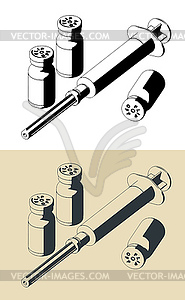 Syringe and medical bottles s - vector image