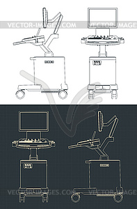 Ultrasound machine blueprints - vector image