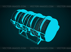 Container with life raft - vector clip art