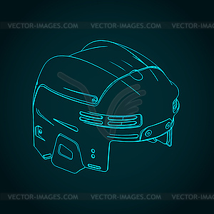 Изометрический чертеж хоккейного шлема - цветной векторный клипарт