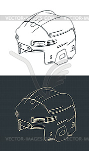 Изометрические чертежи хоккейных шлемов - векторная иллюстрация