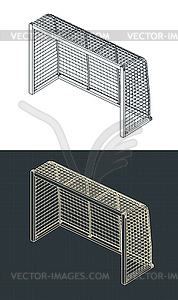 Изометрические чертежи ворот для мини-футбола - векторизованное изображение