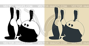 Bowling ball and skittles - vector EPS clipart