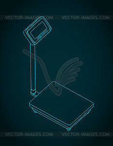 Industrial weighing scale isometric blueprint - vector clipart