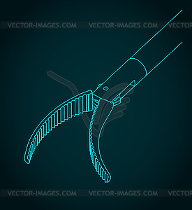 Laparoscopic forceps with curved head isometric - royalty-free vector clipart