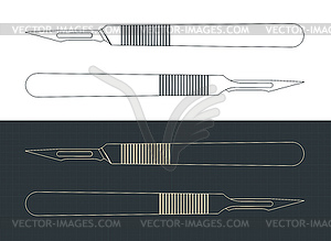 Scalpel blueprint - vector image