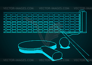 Table tennis with racket and ball - vector image