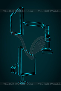 Single monitor arm mount - vector image