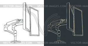 Dual monitor mount blueprints - vector clipart