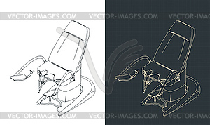 Изометрические чертежи гинекологического смотрового кресла - векторный клипарт