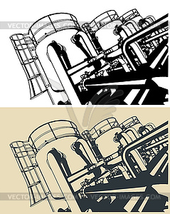 Резервуары в химическом производстве - изображение в векторе / векторный клипарт