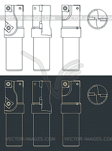 Tool for machining aluminum parts blueprints - vector clipart