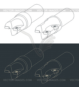 Tool for machining aluminum parts isometric - vector clip art