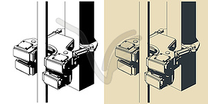 Modular double drilling rig clamp - vector clipart