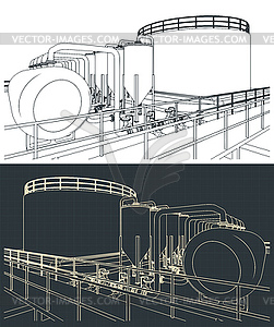 Refinery blueprints - vector clipart