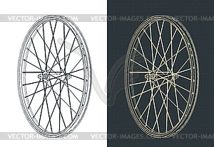 Bicycle rim isometric blueprints - vector clipart