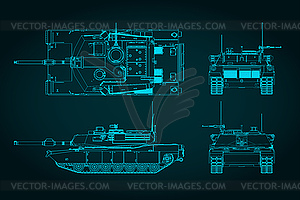 M1 Abrams tank blueprints - vector clipart