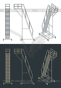 Mobile work platform blueprints - vector clipart