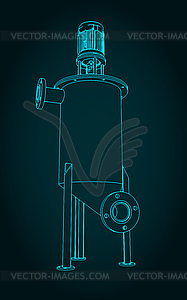 Industrial tank mixer - vector image