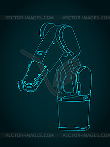 Industrial robot blueprint - vector image