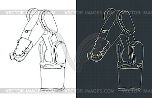 Industrial robot blueprints - vector image