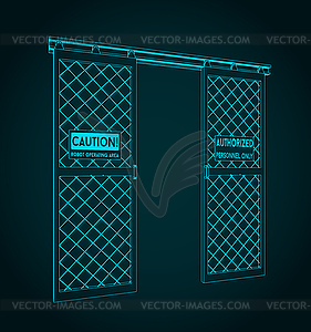 Industrial sliding door for robotic cell - vector clip art