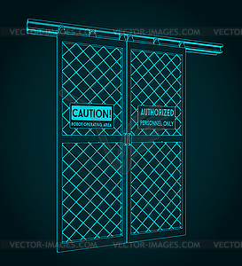 Industrial sliding door for robotic cell - vector image