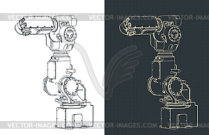 Robotic arm blueprints - vector image