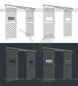 Sliding doors for robotic cell drawings - vector image