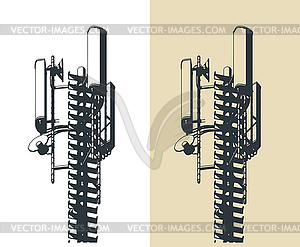 Телекоммуникационная вышка сотовой связи - цветной векторный клипарт