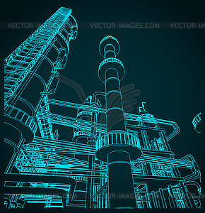 Factory buildings pipes and tanks - vector clipart