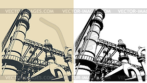 Factory buildings pipes and tanks - vector image