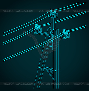 Схема высоковольтных линий электропередачи - векторный эскиз