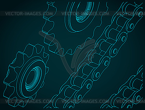 Chains and sprockets - vector clipart