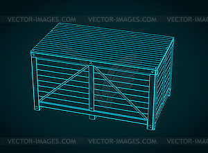 Industrial wooden packaging box - vector clip art