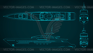 Чертежи суперяхт - клипарт в векторном формате