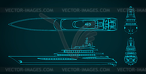 Superyacht drawings - vector clipart / vector image