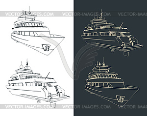 Чертежи роскошных яхт - векторизованный клипарт
