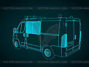 Police van sketch - royalty-free vector image