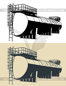 Large horizontal storage tank - color vector clipart