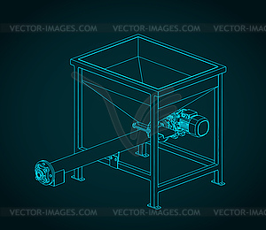 Screw feeding conveyor - vector image