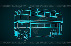 Double decker bus blueprint - royalty-free vector clipart