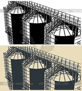 Grain storage facility - vector clip art