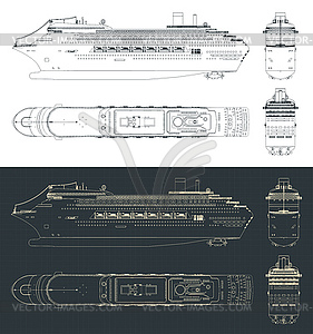 Large cruise liner blueprints - vector image