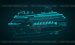 Large cruise liner isometric blueprint - vector clip art