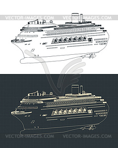 Large cruise liner isometric blueprints - vector image