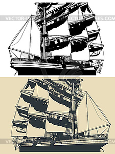 Large sailing ship - vector clipart