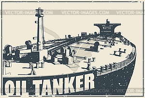Oil tanker ship retro poster - vector clipart