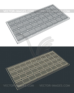 Solar panel blueprints - vector clip art